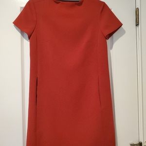 Red Theory Mini Shift Mockneck Dress With Pockets